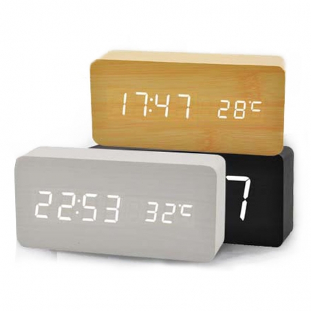 Digitalen-casovnik-s-termometr-i-alarma-imitacia-na-drvo-Wooden-Clock